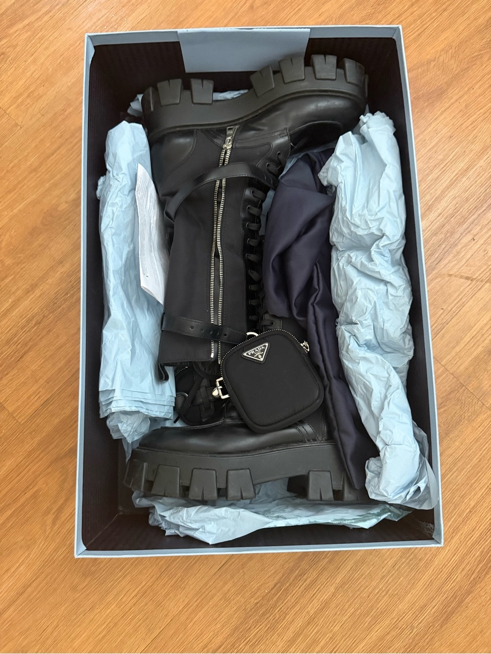 Prada Combat Boots with Detachable Pouch